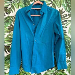 Express Men's Modern Fit Baby Blue Dress Shirt